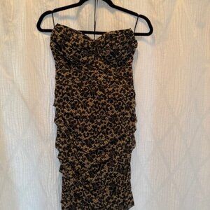 Dolce and Gabbana strapless cocktail dress, black and tan.  Size 6 (altered)